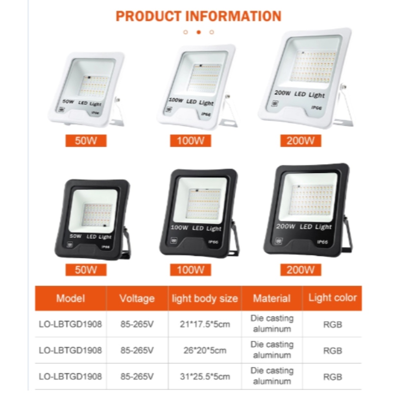 Alumiinium ip66 50w 100w 200w ed üleujutustuled