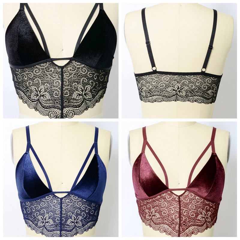 GA-5401 Grace Grace Velvet Longline Lace Lace Bralette Mórdhíola