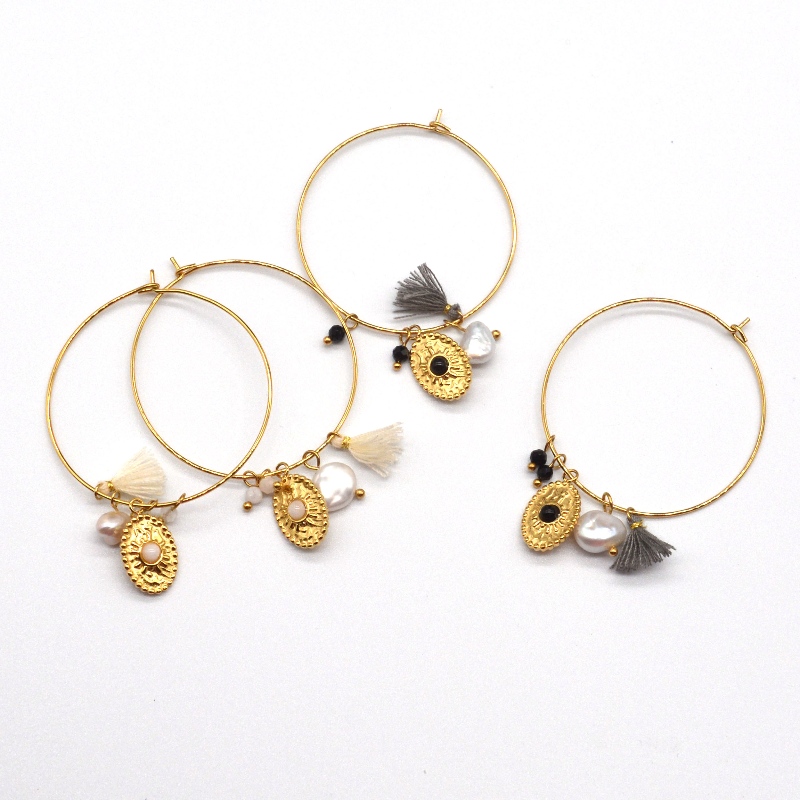 Fáinní cluaise feadán babhta snasta clasaiceach órga cruach dhosmálta, monarcha próiseála seodra Ruifanbao na Síne