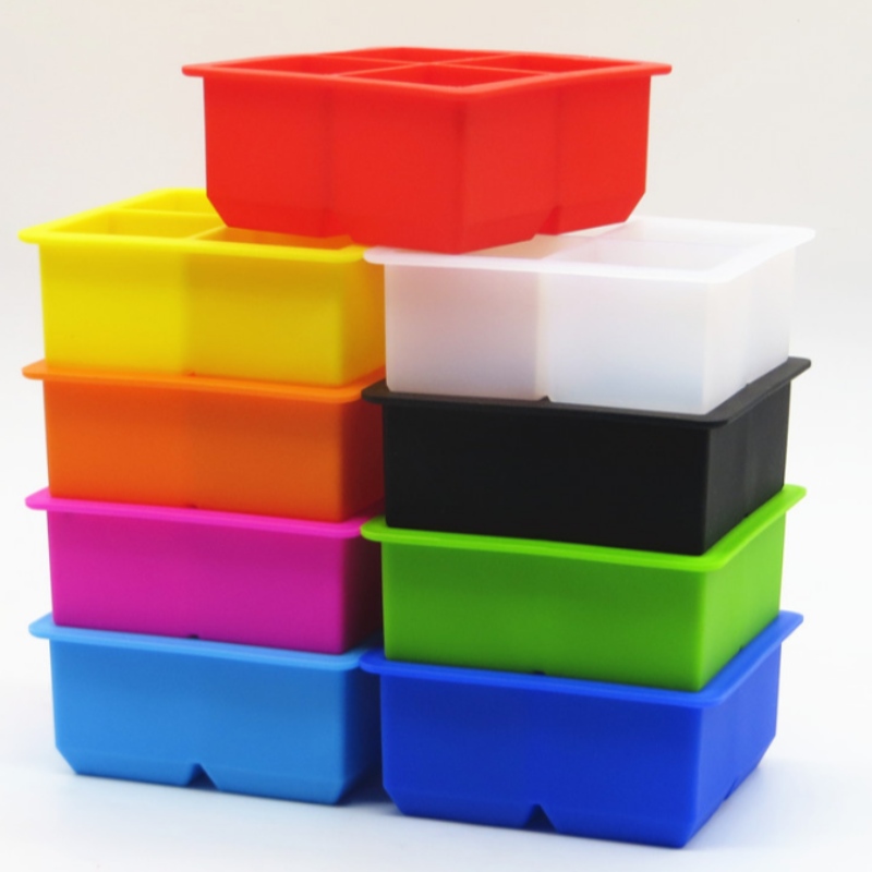 Greille shilice glóthach oighir 4 ghreille Múnla cearnach 4-nasctha glóthach shilice múnla cearnach bosca cúlpháirtí cearnach 4 pholl bosca déanta oighir barra fuisce