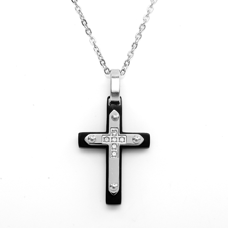 Stainless Steel Two-Tone Cross Pendant Itaalia Kaelakee hulgimüük