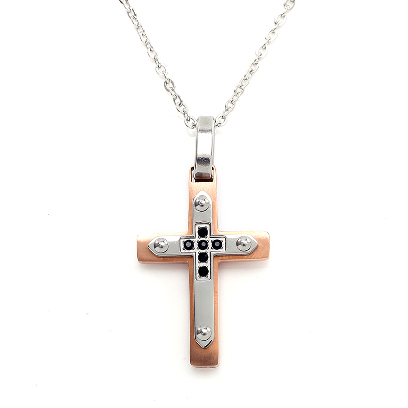 Stainless Steel Two-Tone Cross Pendant Itaalia Kaelakee hulgimüük