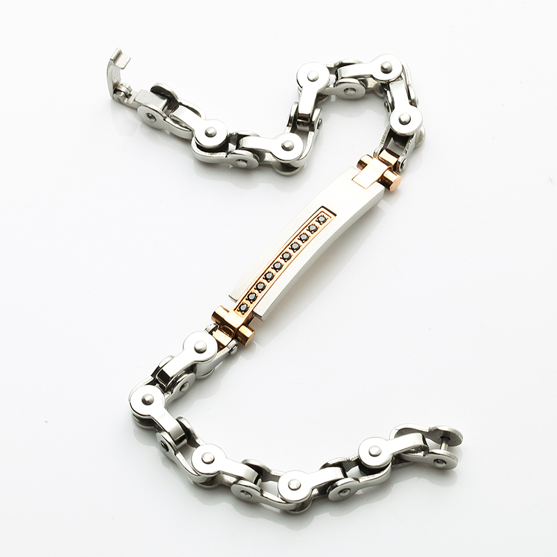 Bráisléad Faisean Cloch CNC CZ Dhá Tone 18K Rose Gold Plating Bracelet Faisean Cloch CNC CZ