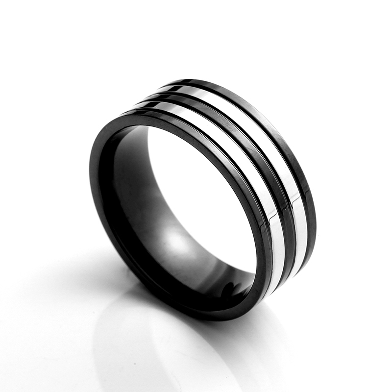 Men\\ s Stainless Steel Ring Two Tone Black Plating Ring Elegant China Jewelry Tootja