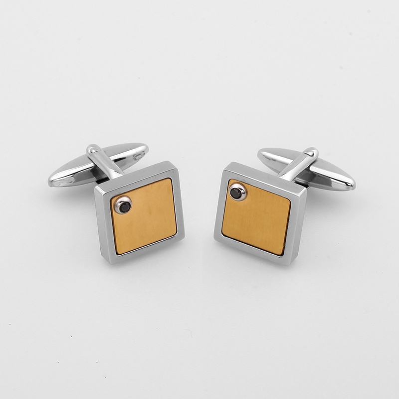 Cufflinks Cruach Dhosmálta Plátáilte Óir Dhá Ton na bhFear Cloch CZ Dubh