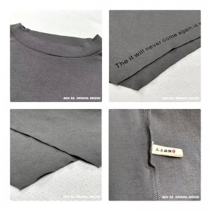 Lahtine kujundus Minimalistlik ümmarguse krae stiil Segatud varre stiil Juhuslik ühtlase värvi puuvill ja linane ülisuur kohandatud kohandatud 12631 T-särk