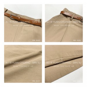 Dearadh feistiú scaoilte Minimalist Stíl dhíreach Ócáideach Cadás agus línéadach ró-mhór saincheaptha Midi Skirt 16532