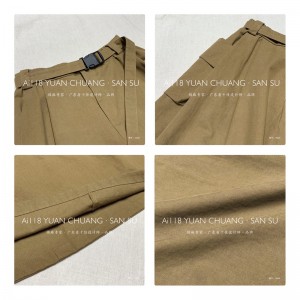 Lahtine konstruktsioon Minimalistlik sirge stiil Juhuslik ühtlase värviga puuvill ja linane ülemäärane kohandatud Midi Skirt 16525