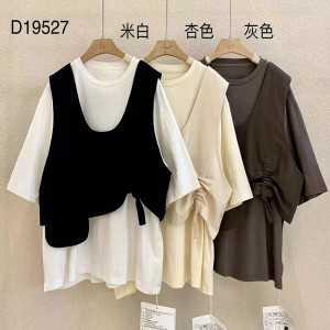 Dearadh feistiú scaoilte Stíl Collar Babhta Íosta Stíl muinchille fuaite Ócáideach Cadás agus línéadach dath ró-mhór saincheaptha 19527 T-léinte + Waistcoats