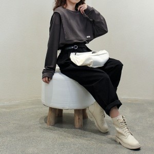 Lahtine konstruktsioon Minimalistlik ümmargune krae stiil Segatud varrukastiil Juhuslik ühtlase värvi puuvill ja linane ülisuur kohandatud kohandatud 12621 kampsunid