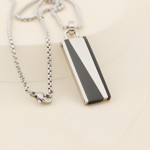 Mens Womens Jewelry Stainless Steel Pendant Two-tone Black Plated Necklace Chain