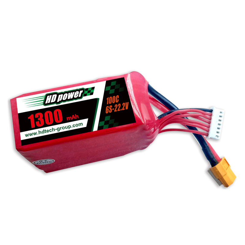 Ceallraí lipo HD POWER 1300mAh 100C 6S 22.2V FPV