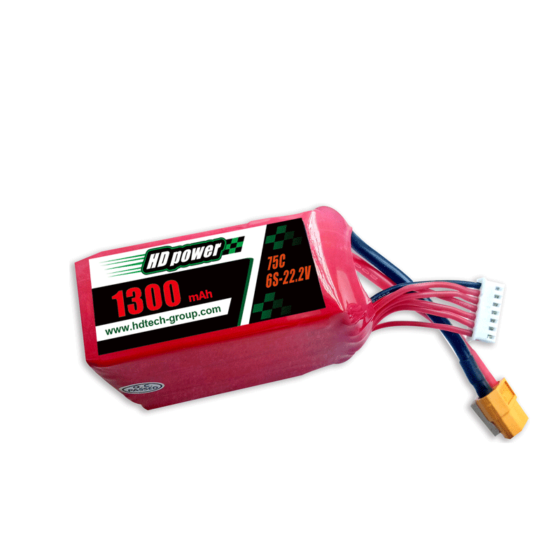 HD POWER 1300mAh 75C 6S 22.2V FPV rasvaimupatarei