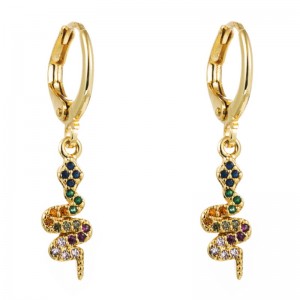 Eoraip agusna Stáit Aontaithe Earrings Cluaise Nua-chruthachna Snake-chruthach Earrings áibhéalacha Cruthaitheach Trendy Trendy Zircon Earrings Rainbow Mná