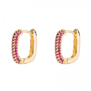 Sraith Rainbow Earraína hEorpa agus Meiriceánach Stíl cluaise baineann geoiméadrach copar-plátáilte micrea-inlaid ildaite cromáin cromáin ildaite cromáin