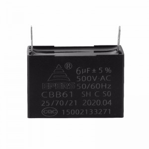 6Uf 500V SH S0 C 50 CBSHZ EPERS CBB61 Capacitor le haghaidh Aerchóiriú
