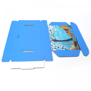 Pacáistiú suibscríofa suibscríobh clóite páipéir daite daite loingseoireachta lógó gorm saincheaptha