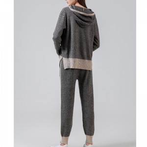 Stíl Spóirt Stíl Spóirt Fashibeble Geansaí Cniotála dhá Píosa Hoodie Socraigh 69053#