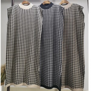 Geansaí Olann Simplí Simplí Fashibeble Murt Cás Éan Cás Leath High Collar Gúna 69065#