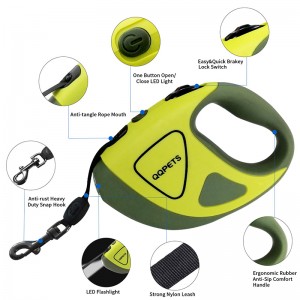 Dearadh Nua Dearadh Flashlight Madraí Flashlight Leash le Soláthairtí Pet Fardal