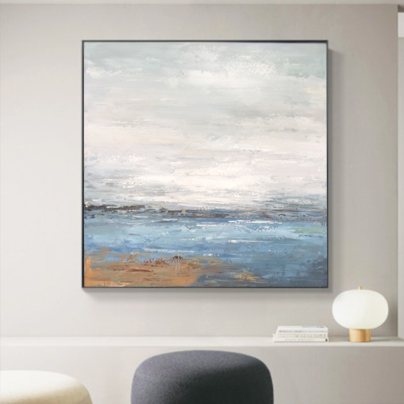 Muirdhreacha Seascape Pure Artmade Abstract Artwork Framed Péinteáil Aicrileach Painting Balla Péinteáil Ola Canbhás le haghaidh seomra suí