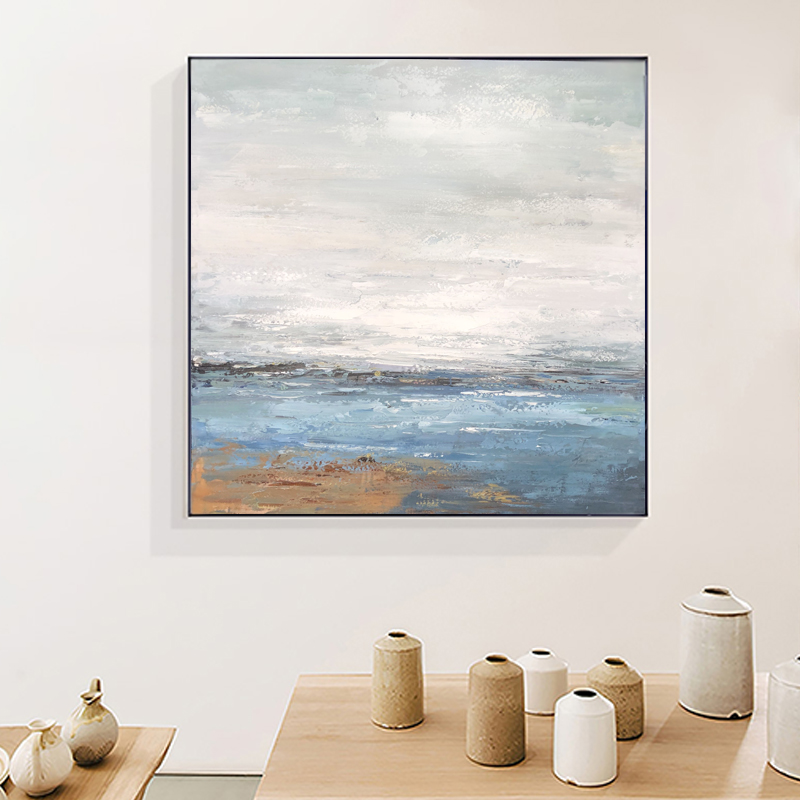 Muirdhreacha Seascape Pure Artmade Abstract Artwork Framed Péinteáil Aicrileach Painting Balla Péinteáil Ola Canbhás le haghaidh seomra suí