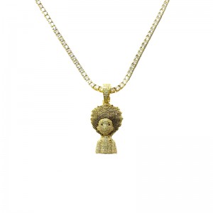 Zircon Soladach Pléascach Ceann Hip Hop Necklace