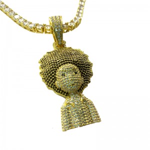 Zircon Soladach Pléascach Ceann Hip Hop Necklace
