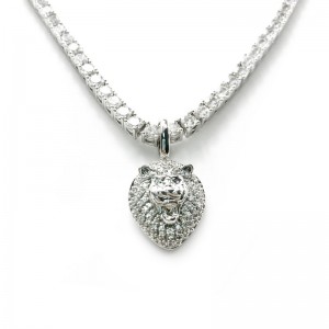 Real Óir plátáilte Pearsantaithe Pearsantaithe Hip Hop Head Lion Pendant le muince slabhra Cúba (beag)