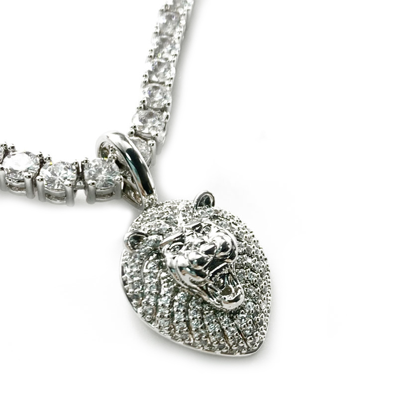 Real Óir plátáilte Pearsantaithe Pearsantaithe Hip Hop Head Lion Pendant le muince slabhra Cúba (beag)