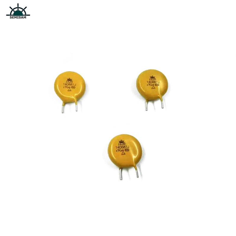 ODM Praghas Íochtarach Seirbhís mhaith, Yellow High Surge Mov 14mm HVR14D681K varistor ocsaíd since le haghaidh soilse LED