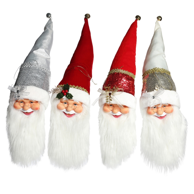 20 ~ 70cm Nollag Santa Claus ornáidí ceann ornáidí maisiúcháin Crann Crochta Figurines Bailiúchán Doll Pendant Xmas Beag Traidisiúnta