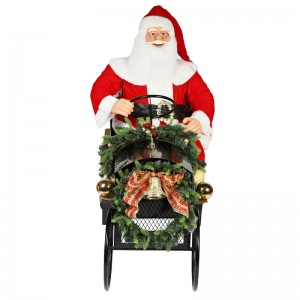 150cm ina suí Sleigh Santa Claus le soilsiú ornament maisiú Nollag Bailiúchán Figurine Saoire Traidisiúnta