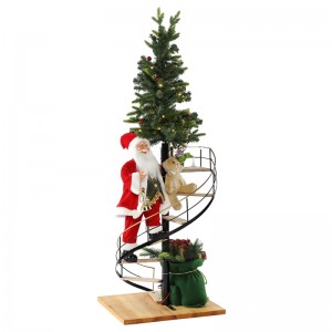 60cm staighre Nollag Santa Claus le Soilsiú Ceoil Ornament Maisiú Féile Bailiúchán Figurine Traidisiúnta