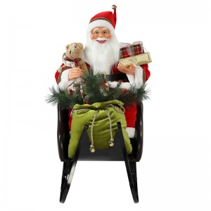 80cm ina suí Sleigh Santa Claus le Soilsiú Ornament Nollag Bailiúchán Figurine Figurine