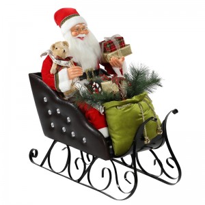 80cm ina suí Sleigh Santa Claus le Soilsiú Ornament Nollag Bailiúchán Figurine Figurine