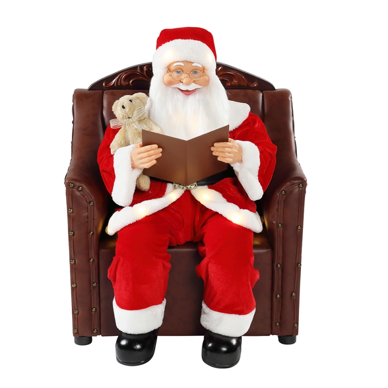 80cm tolg Santa Claus le Lighting Ornament Ceoil Maisiú Nollag Bailiúchán Figurine Traidisiúnta Xmas