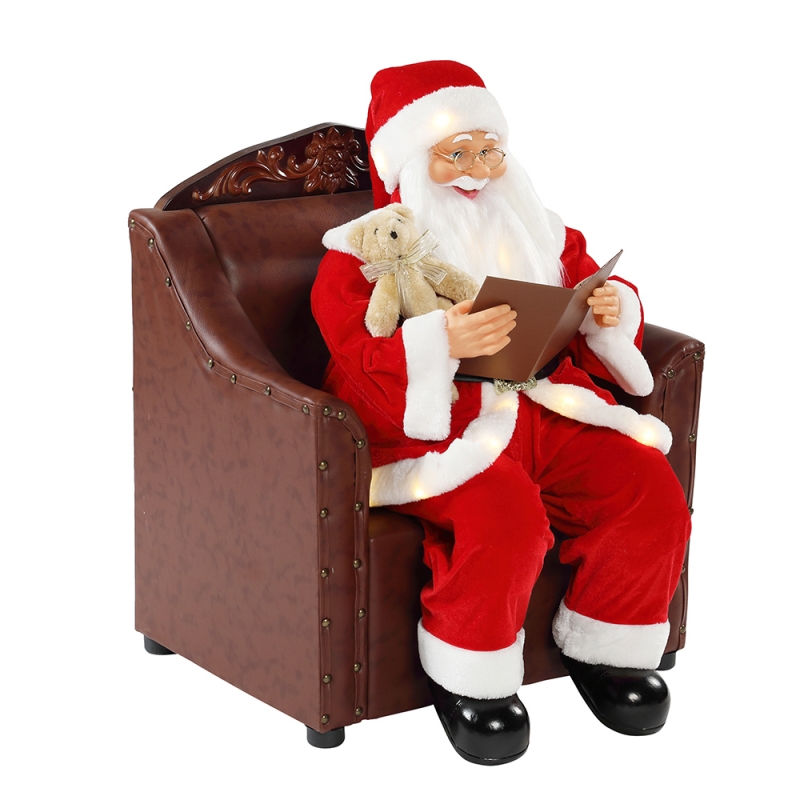 80cm tolg Santa Claus le Lighting Ornament Ceoil Maisiú Nollag Bailiúchán Figurine Traidisiúnta Xmas