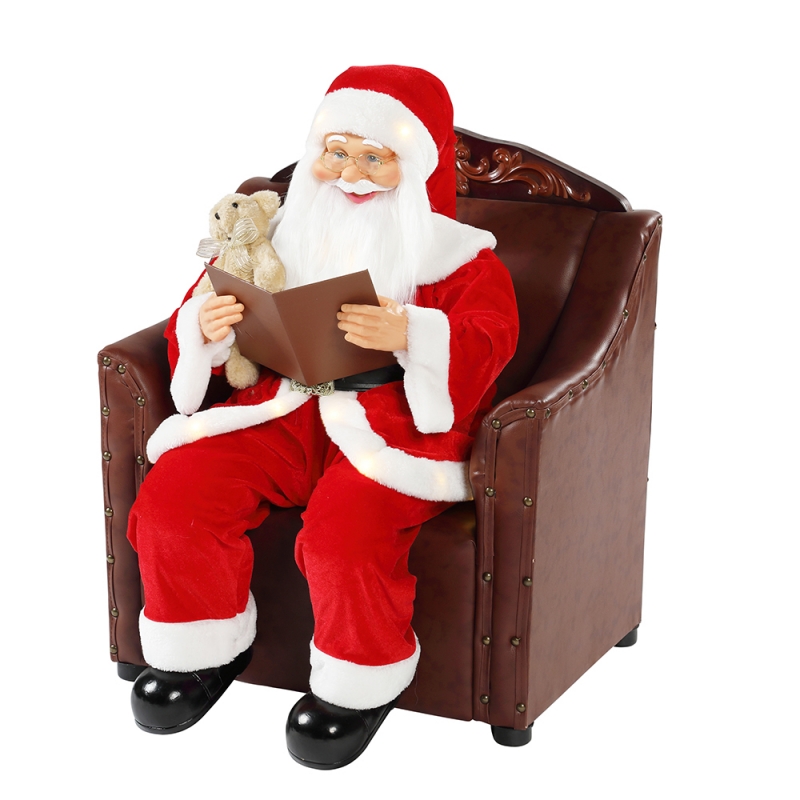 80cm tolg Santa Claus le Lighting Ornament Ceoil Maisiú Nollag Bailiúchán Figurine Traidisiúnta Xmas