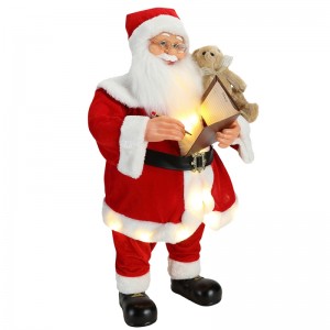 80cm beoite Nollag ag scríobh Santa Claus le maisiúchán ornáide ceoil a shoilsiú Bailiúchán Figurine Saoire Traidisiúnta