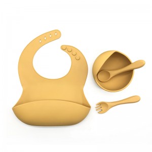 Socraigh Beathú Linbh Silicone, Súchán Bowl Pláta Roinnte, Bib Silicone, Corn Óil, Spúnóg