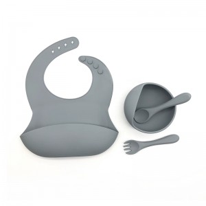 Socraigh Beathú Linbh Silicone, Súchán Bowl Pláta Roinnte, Bib Silicone, Corn Óil, Spúnóg