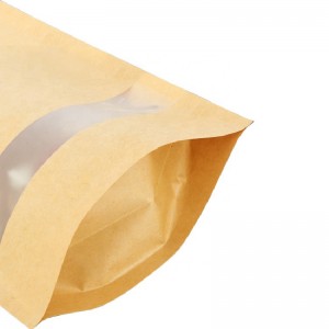 Kraft Zipper seasamh suas pouch le fuinneog