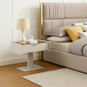 Leathar Nightstand Nightstand Nightstand Carbóin Nua -Aimsearthana hIodáile Nua -Iodálach