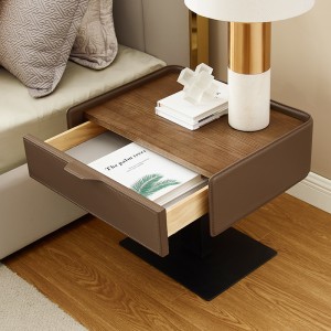 Leathar Nightstand Nightstand Nightstand Carbóin Nua -Aimsearthana hIodáile Nua -Iodálach
