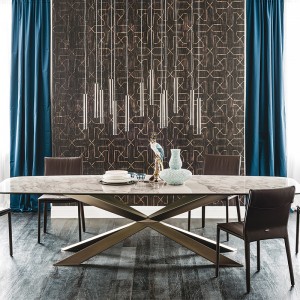 Dearadhna hIodáile cosa miotail fadanua -aimseartha dronuilleogach cloiche cloiche tábla itheacháin 10 suíochán