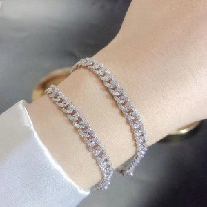 Jewelry Tuochen 18K N14K N10K Bracelet Óir Chúba le Diamond Nmoissanite Cloch don Fear