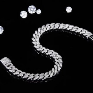 Jewelry Tuochen Réidh le Long S925 le Bracelet Chúba Cloch Moissanite d\'fhir