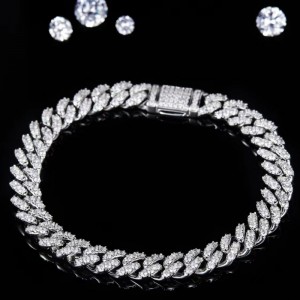 Jewelry Tuochen Réidh le Long S925 le Bracelet Chúba Cloch Moissanite d\'fhir