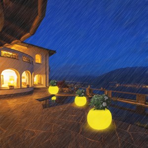 Pota bláthanna babhta faoi stiúir gairdín amuigh faoin aer solas uiscedhíonach uisce uiscedhíonach maisiú tírdhreacha lampa lampa mór athluchtaithe planda lampa urláir phota